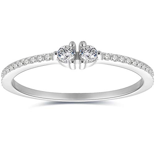 Blossom & Hue Rhodium Plated Sterling Silver 925 Delicate CZ Wedding Band Paved Ring