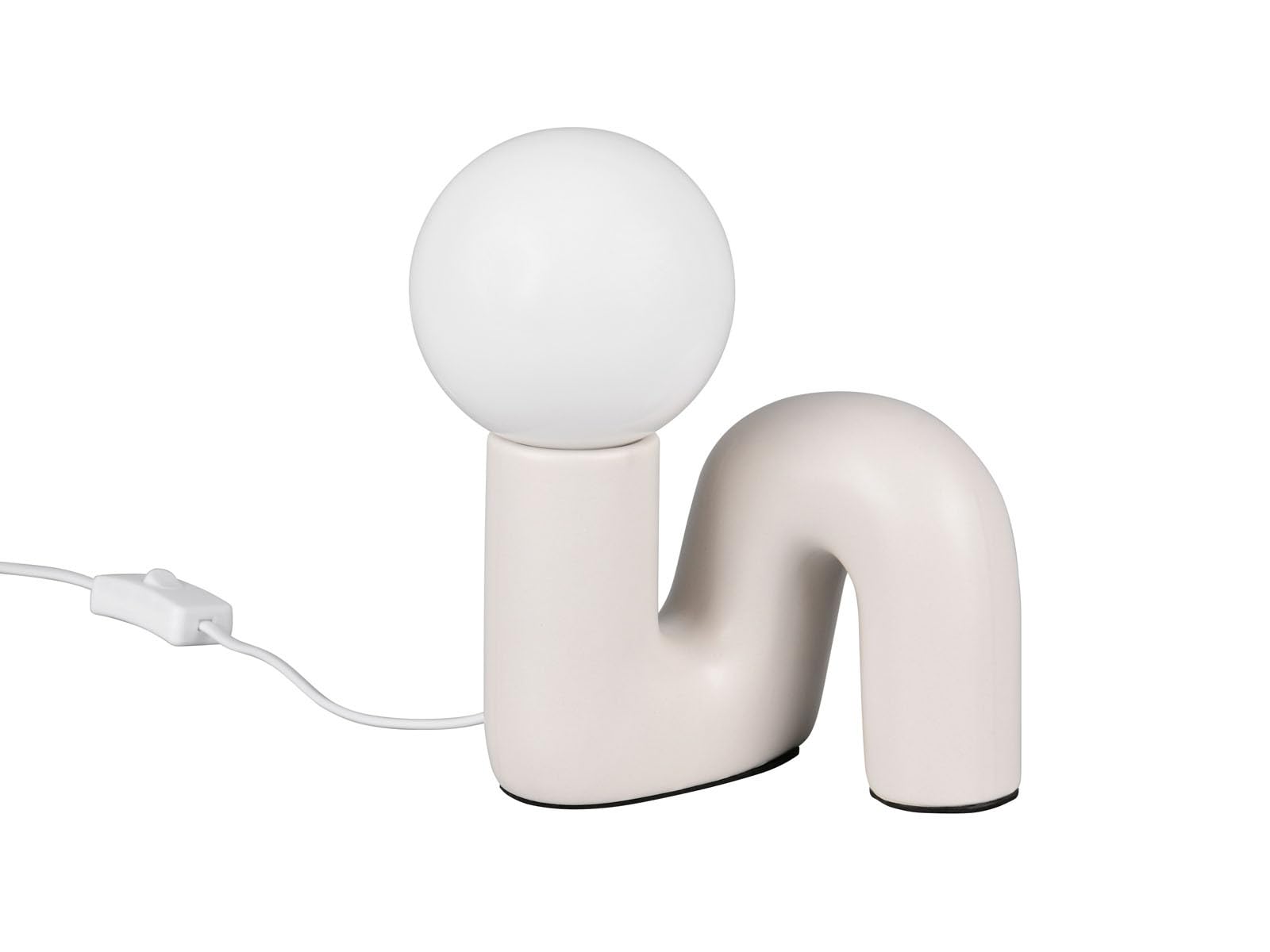 meineWunschleuchte Lámpara de mesa de cerámica gris con bola de cristal blanco, altura 21,5 cm