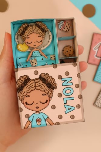 Image of Titu Ki Baatein Paper Doll Nola in a Box DIY Mini Matchbox Dollhouse Craft Kit for Kids, Cut and Paste Activity with Accessories