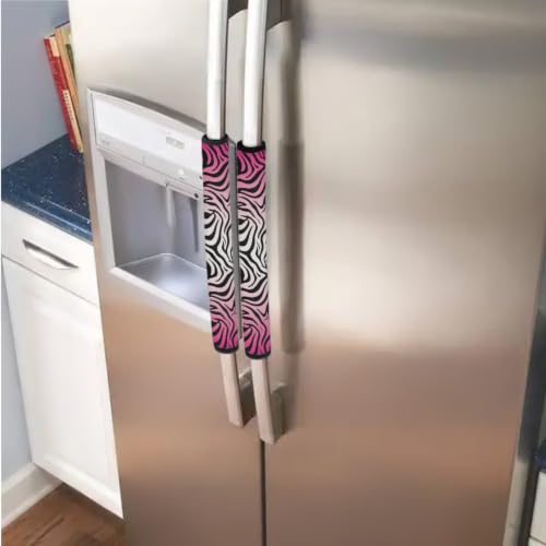 Image of Refrigerator Door Handle Covers Set of 6 Washable Kitchen Appliance Decor Handles Keep Clean Anti-Slip Fridge Accessories Home Decor, Zebra Print Pink Gradient