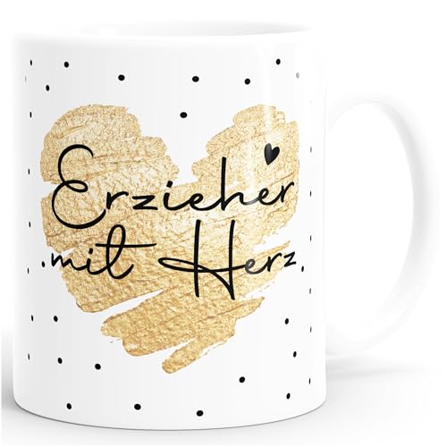 SpecialMe® Kaffee-Tasse Herz Danke Geschenk Lieblingsmensch Alltagsheld Berufe Spruch Schrift Weiss Keramik-Tasse
