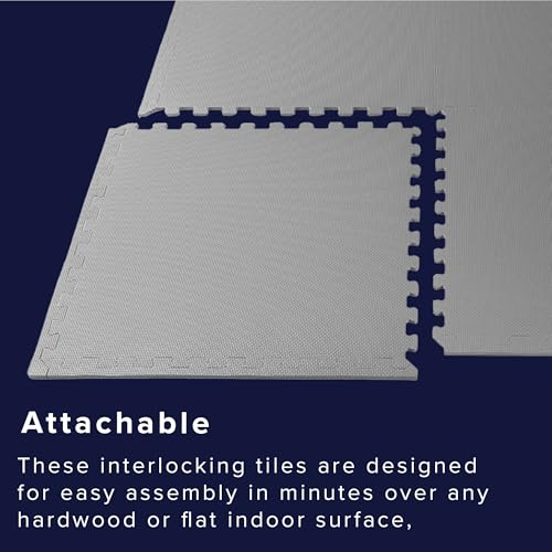 Image of We Sell Mats Premium Foam Interlocking anti-fatigue tiles great for gyms PX90 Insanity Pilates Yoga aerobics cardio trade shows kids payrooms and more. Light Gray 100 SQFT-25 Tiles