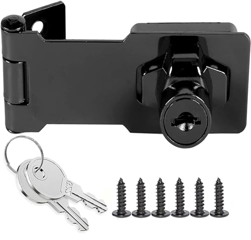 ZiYuya Cerradura de Cerrojo con llaves, cerrojo de puerta, cerrojo para cajón, armario, cerradura giratoria, cerrojo con llave, cerrojo para puerta (negro, 3 pulgadas)