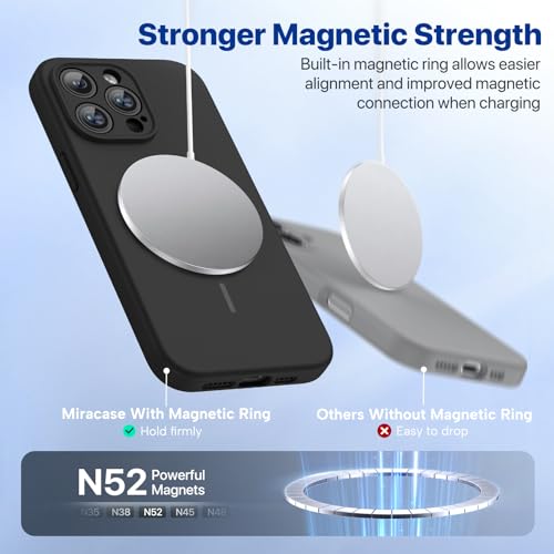 Image of Miracase Magnetic for iPhone 14 Pro Max Case, [Soft Anti-Scratch Microfiber Lining], Compatible with MagSafe, Silicone Shockproof Protection Phone Case for iPhone 14 Pro Max,Black