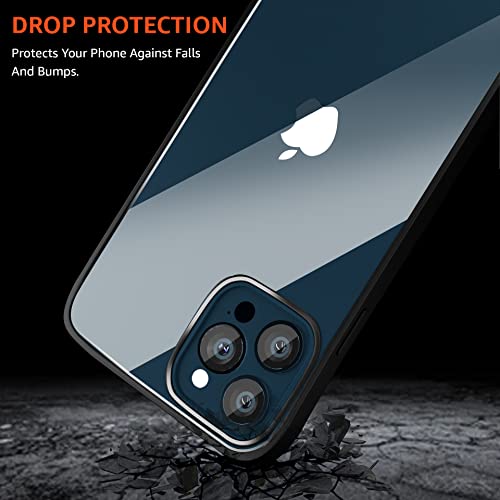 Image of amazon basics Ultra Hybrid Polycarbonate,Thermoplastic Polyurethane Camera Protection Back Cover Case For Iphone 12 Pro Max (Back Transparent-Sides Black)