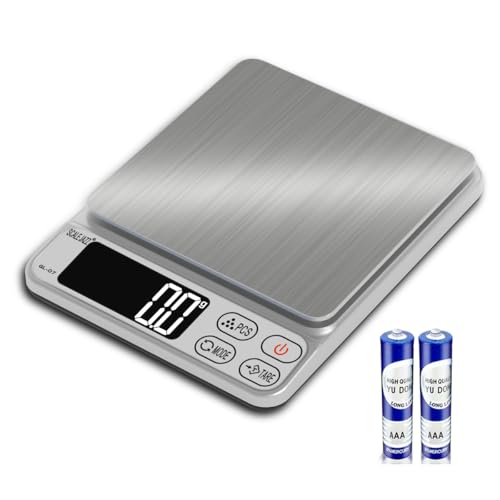 Mini Scale,6.6lb Scale for Grams,Digital Scale Food,Cooking Scale and Food Scales for Kitchen,Food Scale Grams and Ounces,Grams Scale,7Units,Auto Off,Tare,PCS,LCD Display