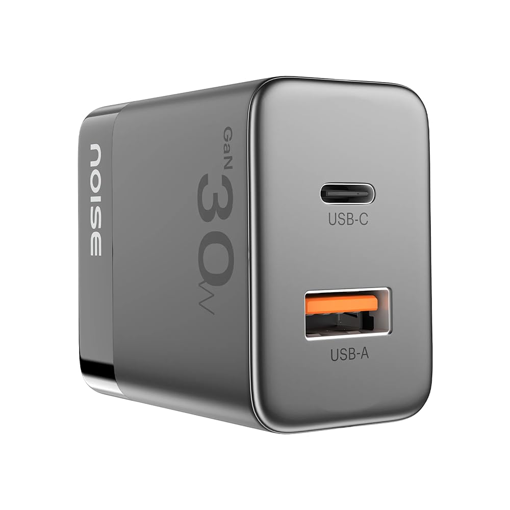 Noise Power Series 30W GaN Charger 2 Ports, Fast Charging, Smart Power Distribution, Global Pin Support, iPhone 0 to 50% in 27mins, Supports All iPhones, Android Phones & Tablets (Black)-image-29