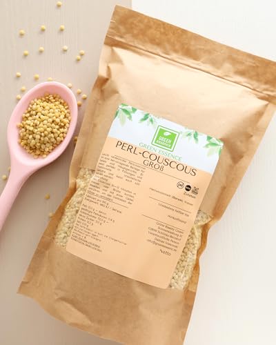 Perlencouscous groß von der Grünen Essenz- Couscous Perlen - Perl Couscous kaufen - Israeli Pearl-Couscous groß - Pearl Cous Cous (1 Kilogramm)