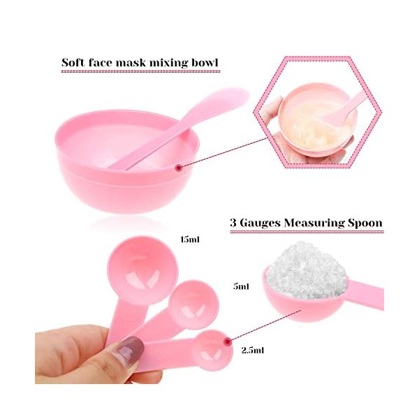 anezus 11 Pcs DIY Facial mask Mixing Tool Kit with Bowl Stick Spatula Silicone Brush Spray Bottle Puff Soaking Bottle Gauges (Pink)