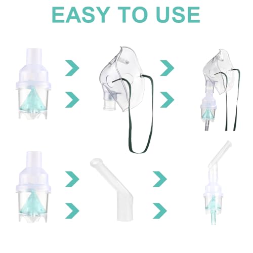 Verneblerzubehör 3 Sets mit Mundstücke Erwachsenenmasken Tassen 2m Schlauch Sauerstoffmaske Zubehör für Erwachsene phthalatfrei latexfrei