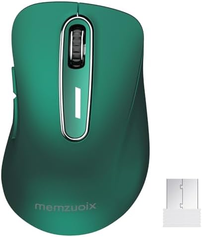 （05:30時点） memzuoix ワイヤレスマウス 2.4GHz 人間工学デザイン 長時間使用で疲れにくい 1400DPI 高精度光学トラッキング 即插即用 USB レシーバー付属 5ボタン PC ノー トMacBook Chrome OS 対応、ダークグリーン