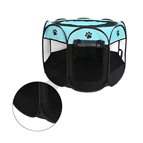 Tenda dobrável externa para sala de parto de gatos fechada (azul e preto S: 72 × 72 × 45cm)