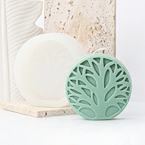 Lsleva 2-Pack 3D Simple Tree Shape Silicone Candle Molds, Diy Abstract Tree Candle Molds For Candle Making Resin Soap Casting Chocolate, Circular Tree Shape Molds For Wedding Decor, 3.6" #TOP4