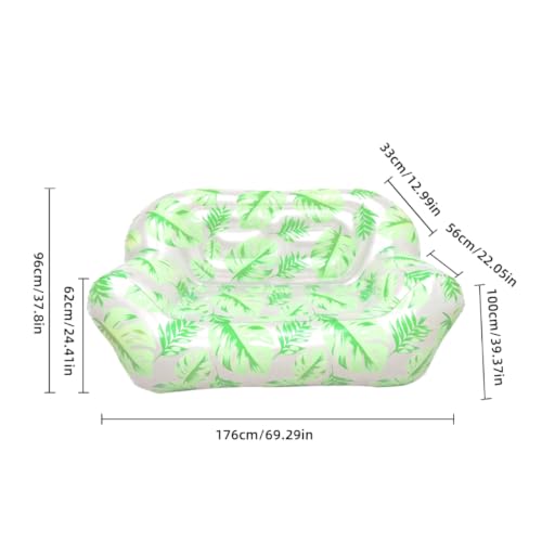 Sofá inflable para 2 personas en color verde con respaldo ancho y apoyabrazos cómodos 4