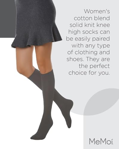 Image of MeMoi Solid Knit Knee High Socks for Women, Comfortable Cotton Blend Knee High Socks