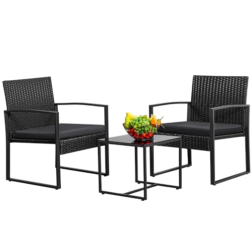 Greesum 3 Piece Wicker Conversation Bistro Sets Outdoor...