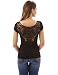 PattyBoutik Women's Crochet Lace Back V Neck Cap Sleeve Blouse (Black S)