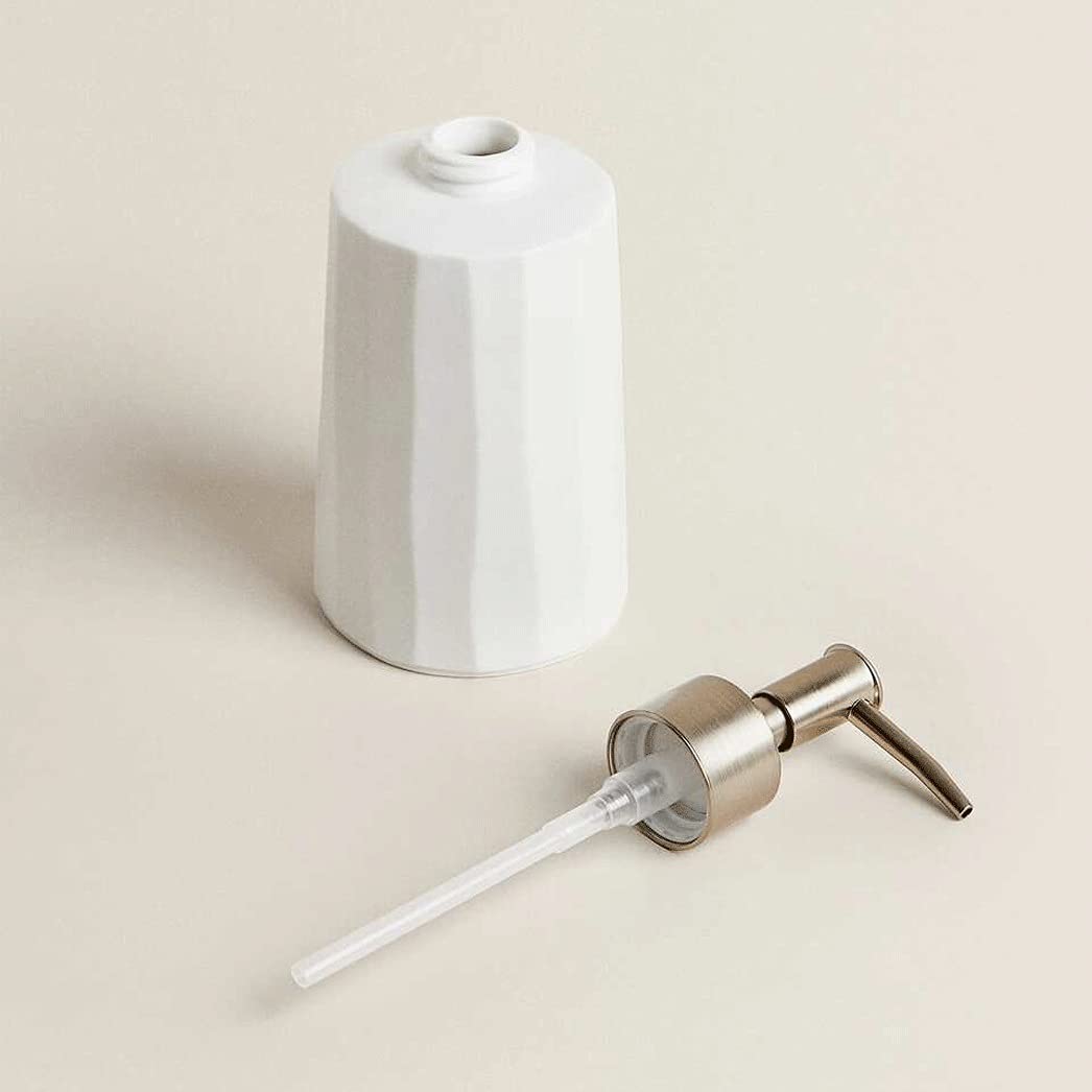 Seifenspender Matt-Keramik-Seifenspender Nachfüllbarer Pumpenflaschenhandbuch Hand Sanitizer-Dispenser kann Duschgel-Shampoo halten Desinfektionsspender (Color : White)