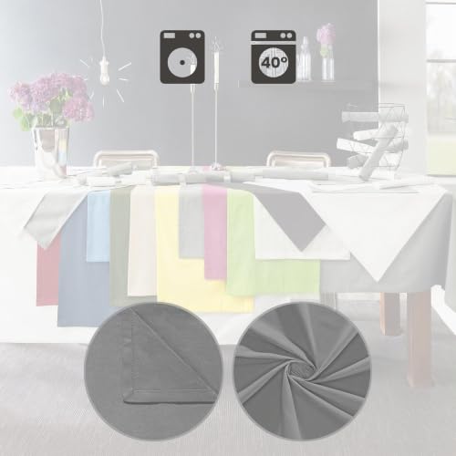 REDBEST Mitteldecke, Tischdecke Uni Seattle, 100% Baumwolle grau Größe 100x100 cm - Robustes, glattes Gewebe, mit hochwertigem Kuvertsaum – Ansicht 3