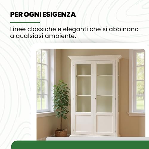 Mar.c.a. Design, Vitrina Salon, Libreria Estanteria Madera, Nogal Oscuro - Aparador Cocina y Mueble Salón con Cajones, Estantes y Puertas - Mueble Cocina de Estilo Clásico 126x44x207H - Made in Italy - imagen 7