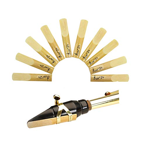 Suewio Alto Saxophone/Sax Reeds, Strength 2.5, 10 Pack Reeds for Alto Sax with Transparent Case
