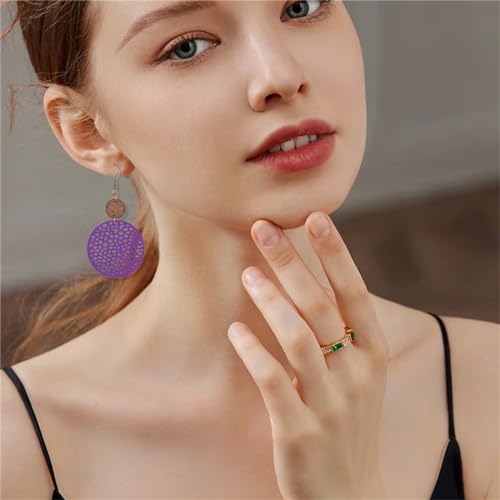 MALOYANVE Boho Wooden Earrings for Women Bohemian African Round Geometric Wood Earrings Vintage Hollow Out Circle Earrings Handmade Lightweight Dangle Drop Statement Wooden Earrings Jewelry Gifts3