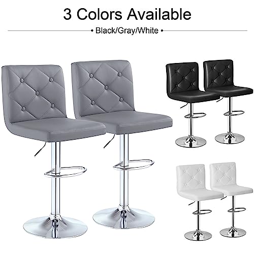 Vecelo Adjustable Bar Stools With Back, Bar Height Stools For Kitchen Counter, Bar Stools Set Of 2, Gray #TOP5