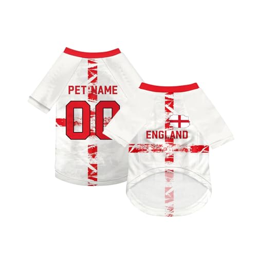 Image of Personalised Dog T Shirt with World Cup 2026 Pet Apparel – Custom Country Flag Name Number, Breathable Pullover Design, XS-5XL for Small Medium Dogs, Ideal Pets Gifts