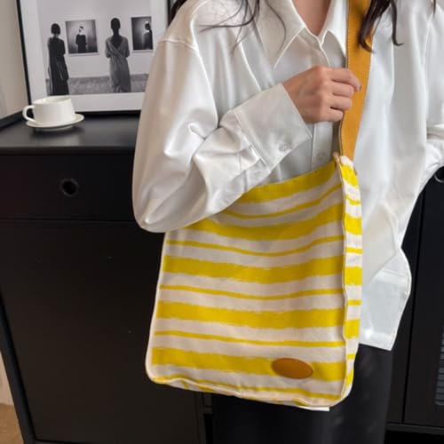 Sac à main en toile pour femmes XAGMODSHN grand format à rayures - 3