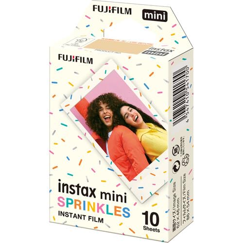 Fujifilm Instax Mini Film Variety Pack – Contact Sheet, Stone Gray, Sprinkles, Rainbow, Pink Lemonade, Mermaid Tail – (10 Sheets) – Compatible with Mini Cameras (Sprinkles / 10 Sheets)