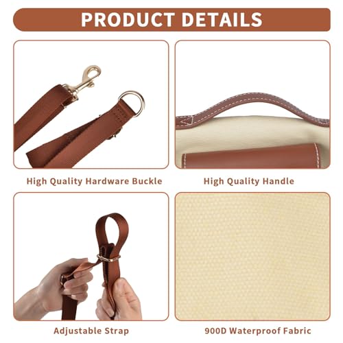 Wakytu Hundegeschirr,Tragehilfe Hund Treppe Tragegeschirr,Hundetasche für kleine Hunde verstellbare gepolsterte atmungsaktive Riemen Bequem und Modisch （M,Beige）