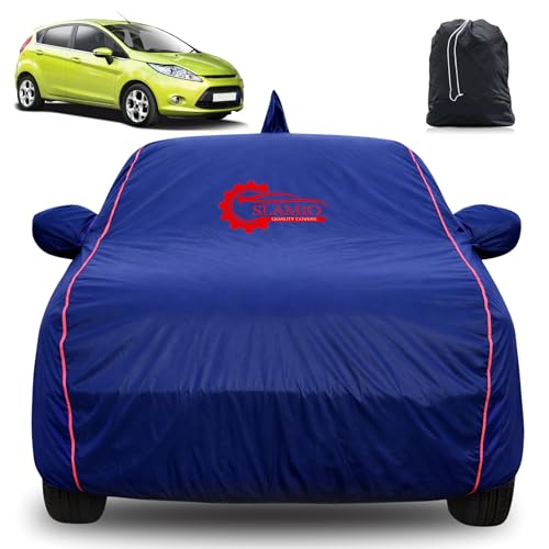 Image of 100% Waterproof Car Cover for Ford Fiesta | All-Weather, Dustproof & UV Protection | Heavy-Duty 3-Layer Fabric | Custom Fit with Mirror & Antenna Pocket | Navy Blue