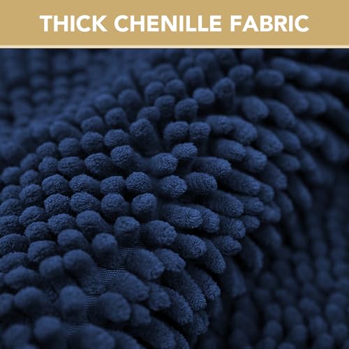 Image of H.VERSAILTEX Dog Door Mat for Muddy Paws Absorbent Dirt Trapper Non Slip Quick Dry Washable Chenille Mats for Dogs Entry Rug for Indoor Outdoor (Navy, 17 inch x 24 inch)