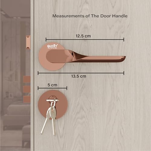 Image of GLOXY Mortise Locks for Main Door, Mortise Door Lock, Door Set with 3 Brass Keys, Bedroom Door Lock, Handle Lock for Homes, Balcony| Rose Gold Finish (2 Years Warranty, Pack of 1)