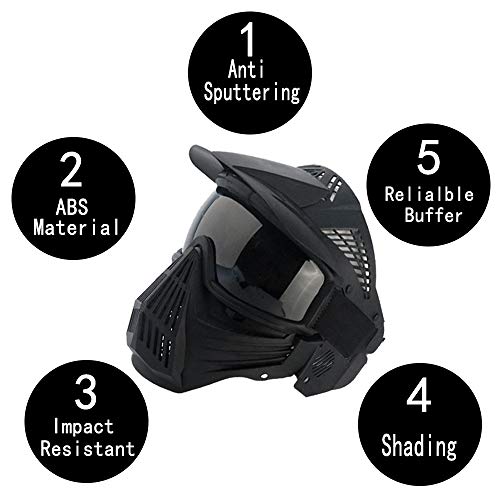 Paintball Mask, Airsoft Mask, Full Face with Tactical Goggles Mask