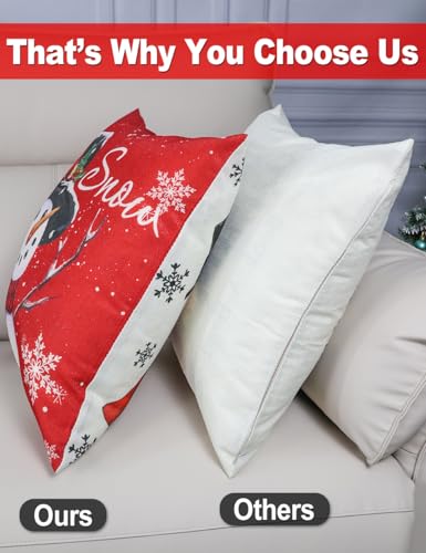 Image of multiwins Christmas Decorations Set of 4 Double-Sided Print Christmas Pillow Covers 18 inch x 18 inch, with 8 Cute Patterns, Throw Pillow Covers Perfect for Home Christmas Decor