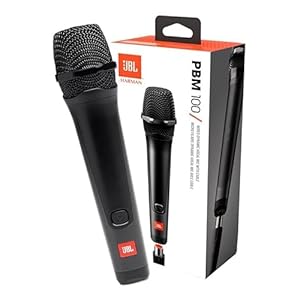 JBL PBM 100 – Dynamisches Gesangsmikrofon mit Kabel – Schwarz – Zubehör für die JBL Party-Box – Karaoke für Zuhause – Mit Kardioid-Richtcharakteristik