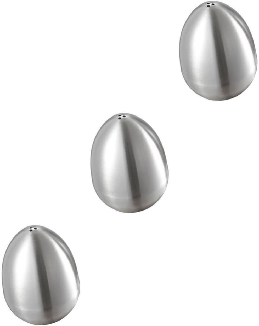 Cabilock 3pcs Egg Shaped Pepper Shaker Sugar Shaker Stainless Steel Seasoning Sauce Container Labels for Home Kitchen