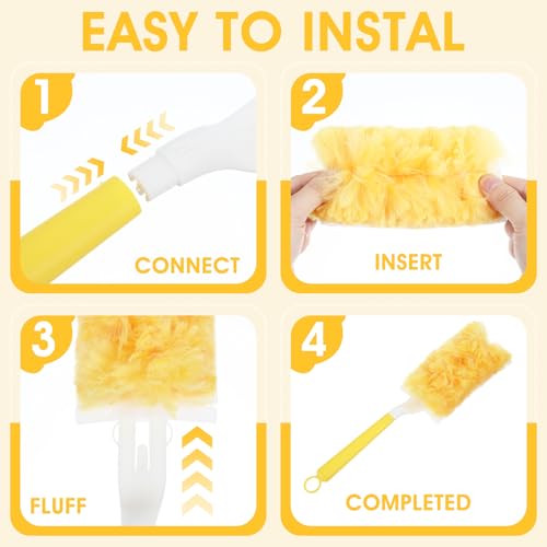 Image of Kifmurase 50Pcs 360 Heavy Duty Duster Refills, Disposable Duster Replacement Heads, Unscented Disposable Dusters Refills for Cleaning Home, Office, Corners, Blinds, Car (50 Refill + 1 Handle)