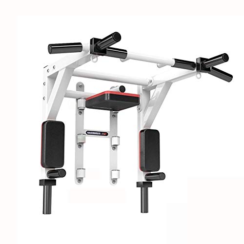 HAHABarras de dominadas Montado En La Pared Desmontable Pull-up Bar, Barra De Tiro Que Se Puede Ajustar En Un 90 ° Tirón, La Bolsa De Arena Estante con Anillo, Negro Y Negro (Color : White)