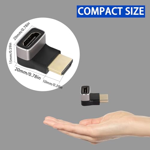 Image of Etzin HDMI Male to Female Adapter 8K 270 Degree Angle HDMI 2.1 Down 90 Degree Extension L-Shape Support 8K@60Hz /4K@120Hz HDR for TV Projector Laptop EPL-1407CC.