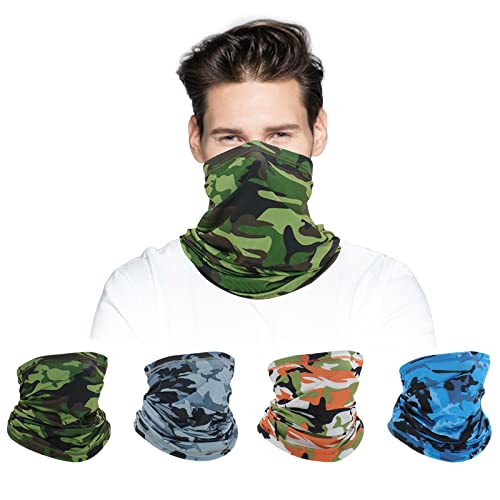 Bohoray 4 Piezas Buff Braga Cuello, Pañuelos Cabeza Moto, Multifunción Bandana Hombre para Hacer Yoga, Senderismo, Montar a Caballo, Montar en Moto, Ciclismo, Correr Aire Libre
