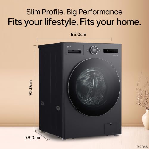Image of LG 20 Kg(Wash) /10 Kg(Dry), AI DD Technology, Steam+ with Wrinkle Care, 6 Motion DD & Wi-Fi Front Load Fully Automatic Washer Dryer (FDX92010A9K, Digital Dial, Microplastic Care, Pet Care, Matte Black)