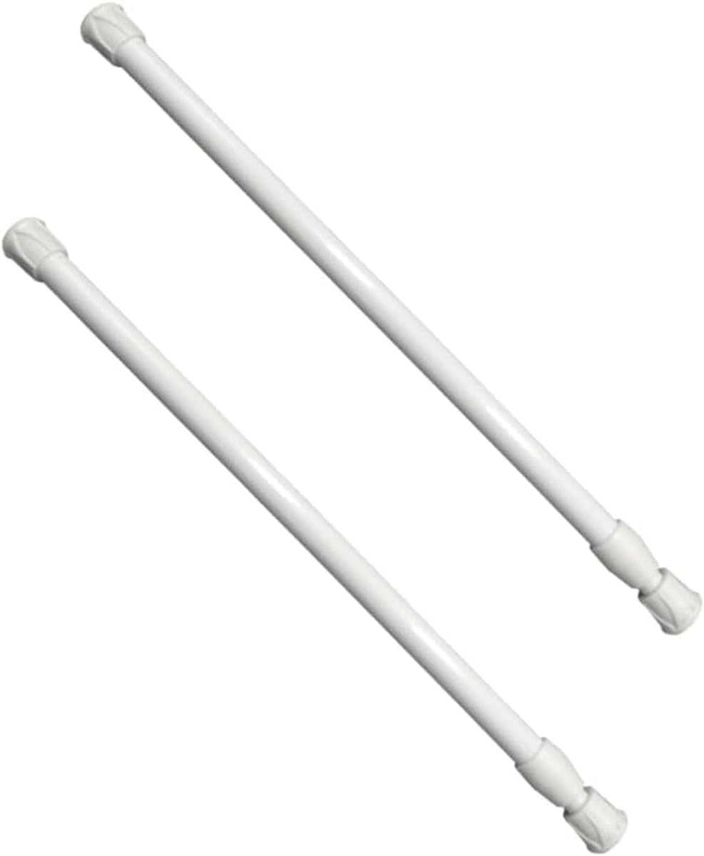 2Pcs Net Curtain Rods Extendable, 30-50cm Extendable Hanging Bar, Tension Cupboard Rods, Adjustable Small Spring Tension Rods, Extendable Cupboard Bars for Windows, Cupboards & Shelves