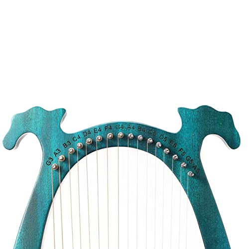 Lfhelper Lyre Harp, 16 Metal Strings Bone Saddle Mahogany Lyre Harp with Tuning Wrench