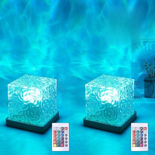 Growalleter Ocean Wave Projector Light 16 Color RGB Shower Lamp with Remote 3D Water Ripple Night Light for Kids Room Meditation Yoga Home Decor(2 Pcs)