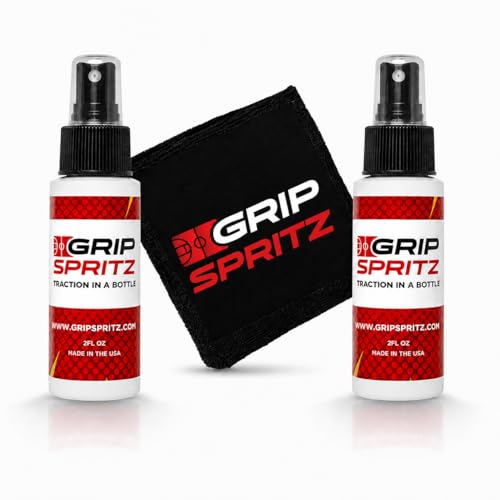 Grip Spritz - #1 Basketball Court Shoe Grip Spray - Shoe Traction Enhancer - Elongates Shoe Life and Increase Performance - Year Round Bundle - Two Bottles of Sneaker Grip Spray & Towel