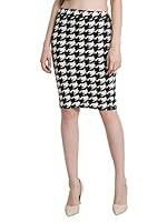 POPWINGS Women Black & White Printed Knee Length Pencil Skirt&hellip;