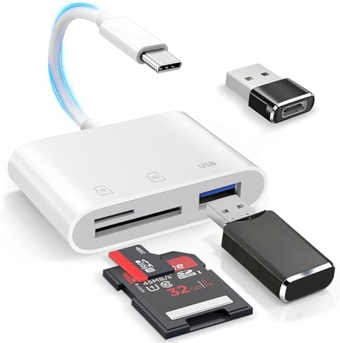 USB C SD Card Reader，SD Card Reader USB C for iPhone 15 16/iPad/Mac/Laptop，3 in 1 sd Card Reader with Dual Slots & USB Port for Mac MacBook Pro/Air/Mini Android Laptop More USBC Typec Devices
