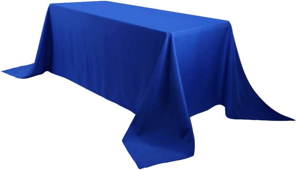 E-TEX Oblong Tablecloth - 90 x 132 Inch Rectangle Table Cloth for 6 Foot Rectangular Table in Washable Polyester , Royal Blue